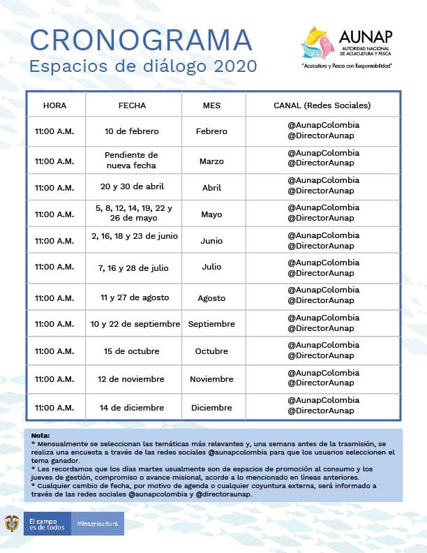 calendario de actividades